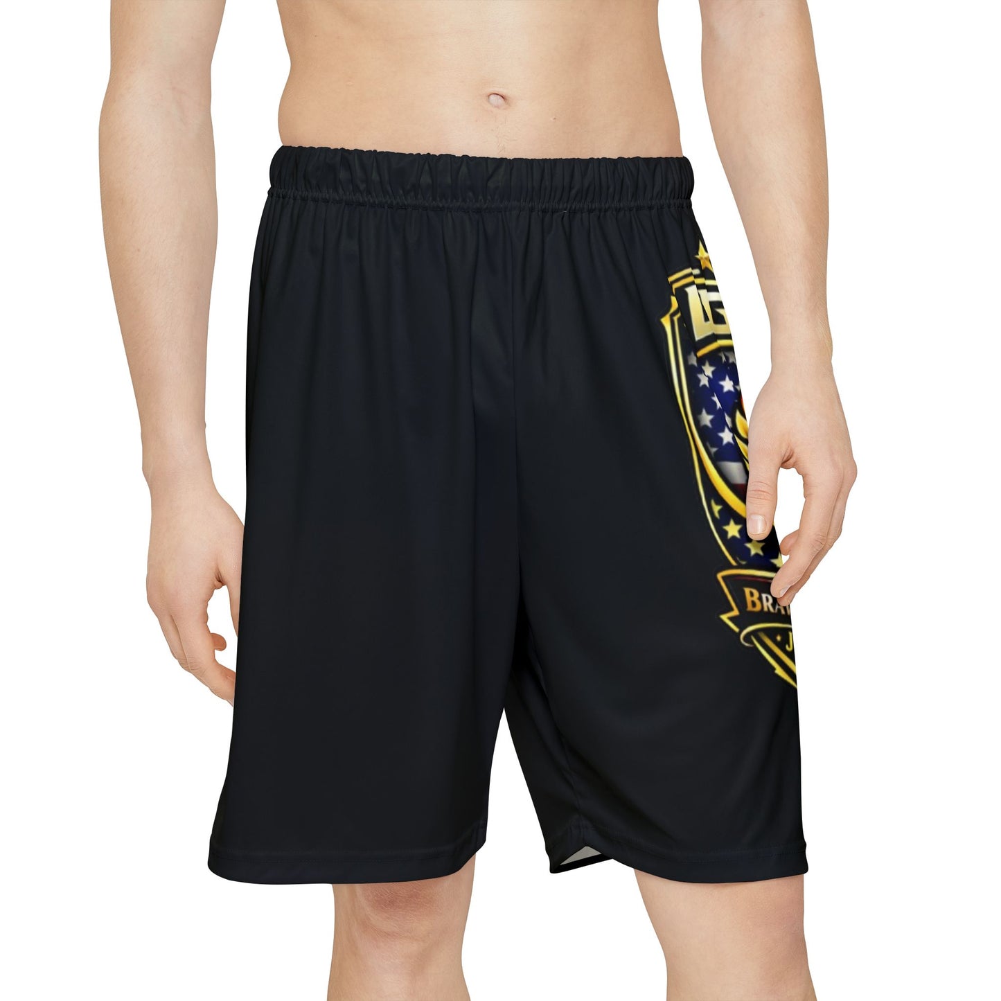 Legacy's Shield — American Flag Torch Emblem Men’s Sports Shorts