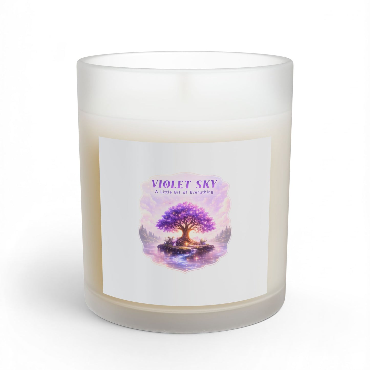 Violet Sky 11oz Glass Candle – Calm Tree Lake Aromatherapy
