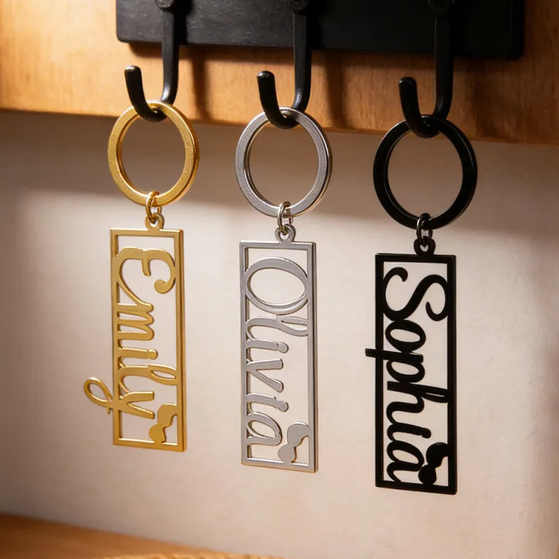 Personalized Name Keychain with Heart Engraved Text Keychain Birthday Gift Anniversary Gift Valentine's Day Gift for Him