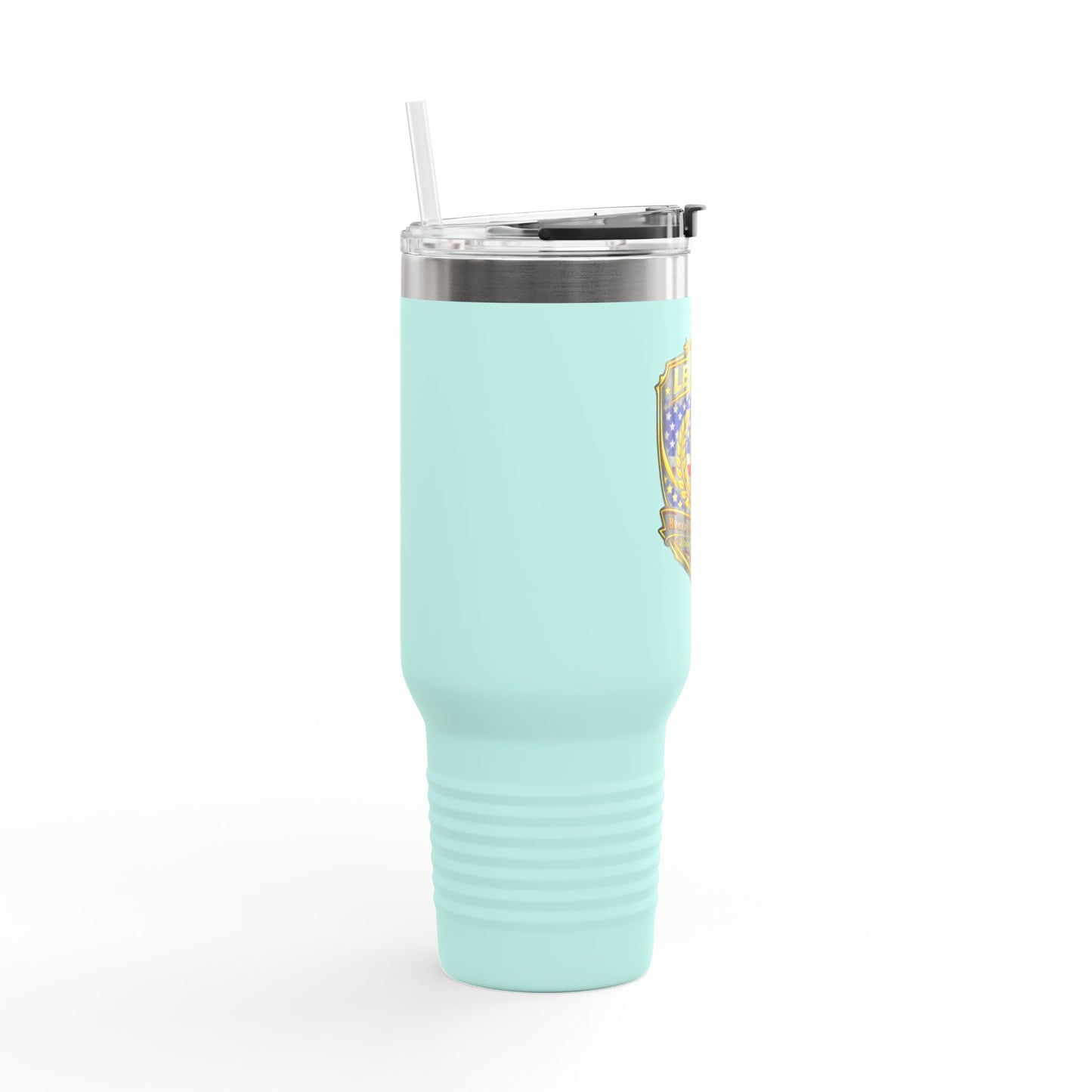 Legacy5 Shield 40oz Insulated Travel Mug â€” Patriotic Torch Emblem