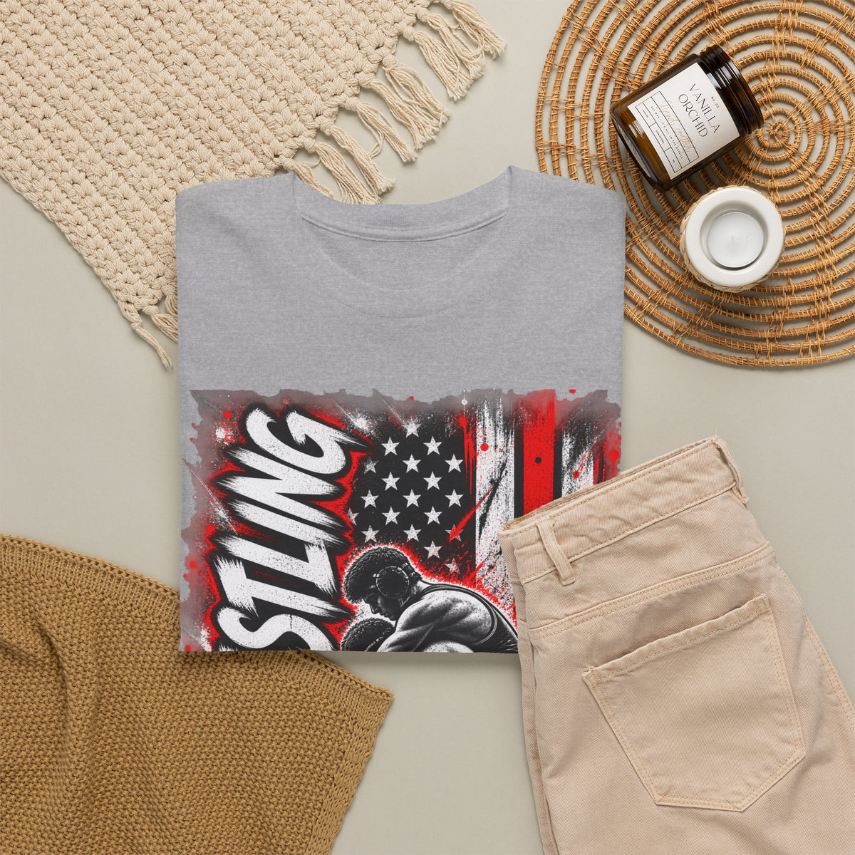 Wrestling USA Flag Tee — "Discipline Builds Champions"