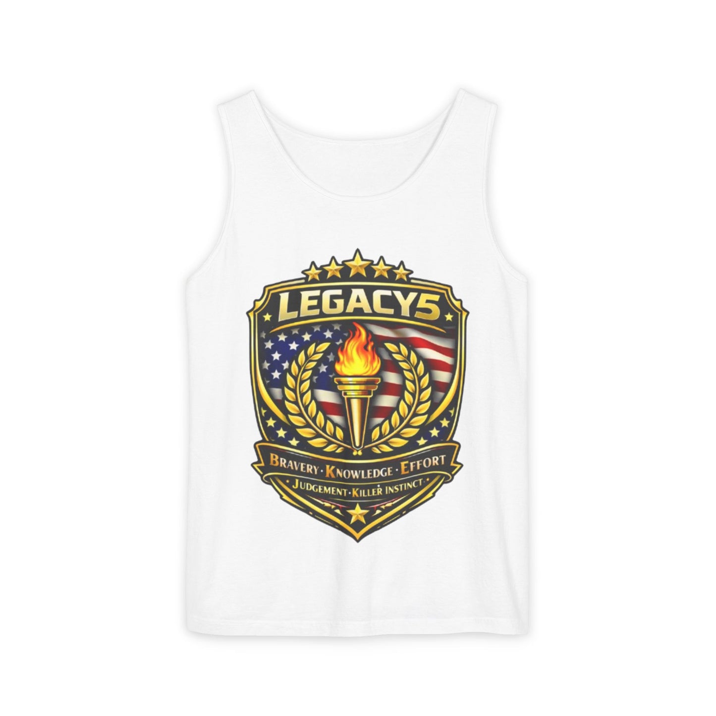 Legacy Shield Tank Top â€” American Flag Torch Emblem