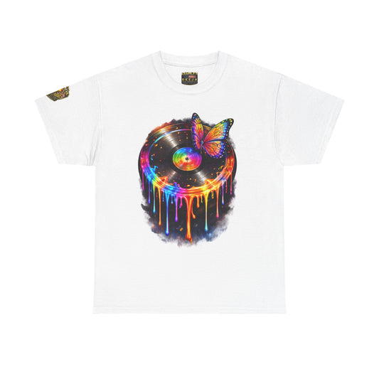 Colorful Dripping Retro Music Vinyl Record Butterfly T-Shirt