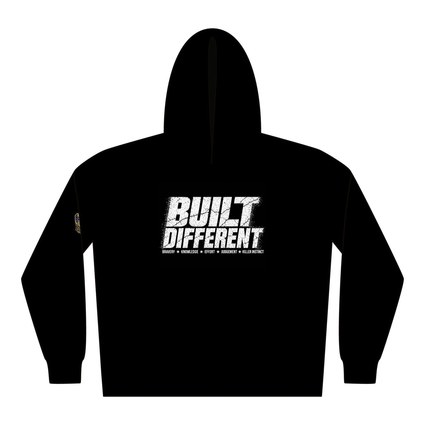 Built Different Hooded Sweatshirt — "Built Different" Distressed Logo Unisex Cooper Dry Hoodie