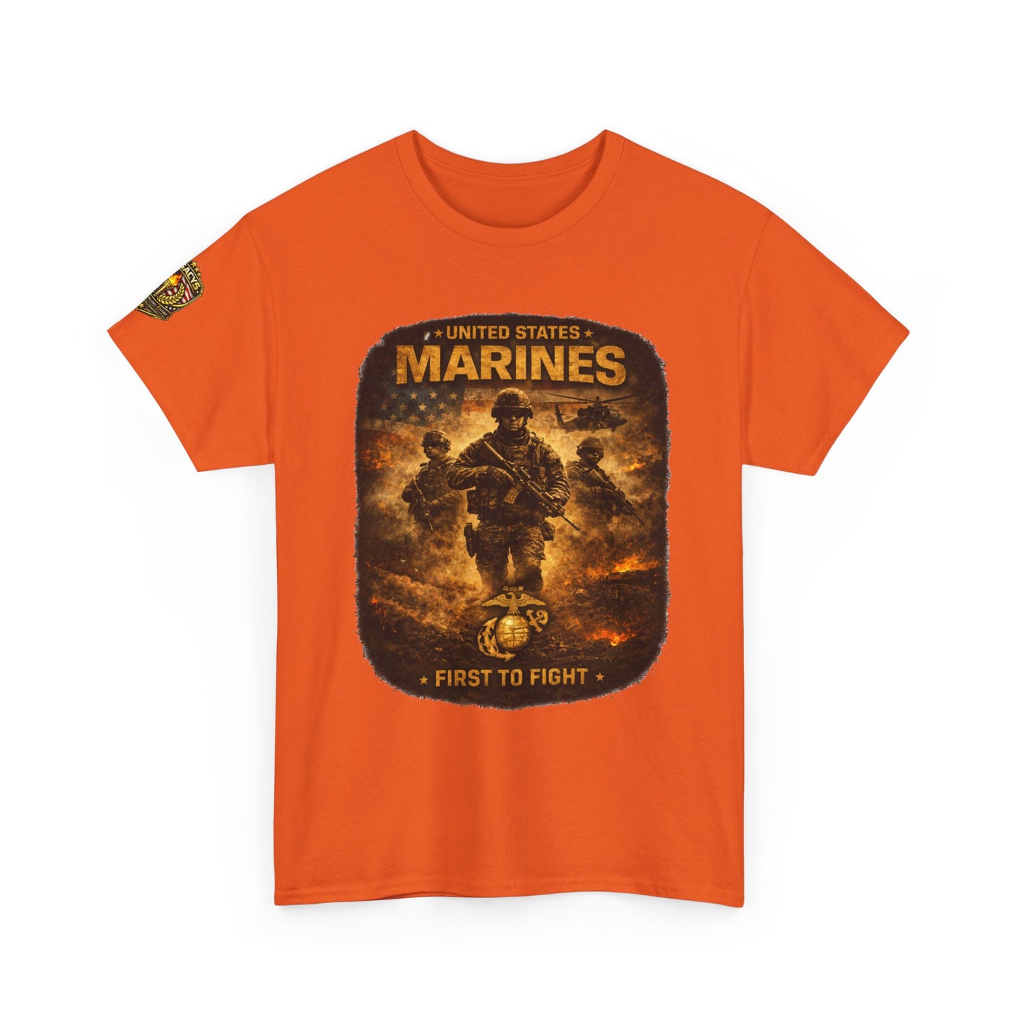 Marines "First to Fight" Graphic Tee â€” U.S. Marines Military Tribute w/ Legacy 5 Brand Crest