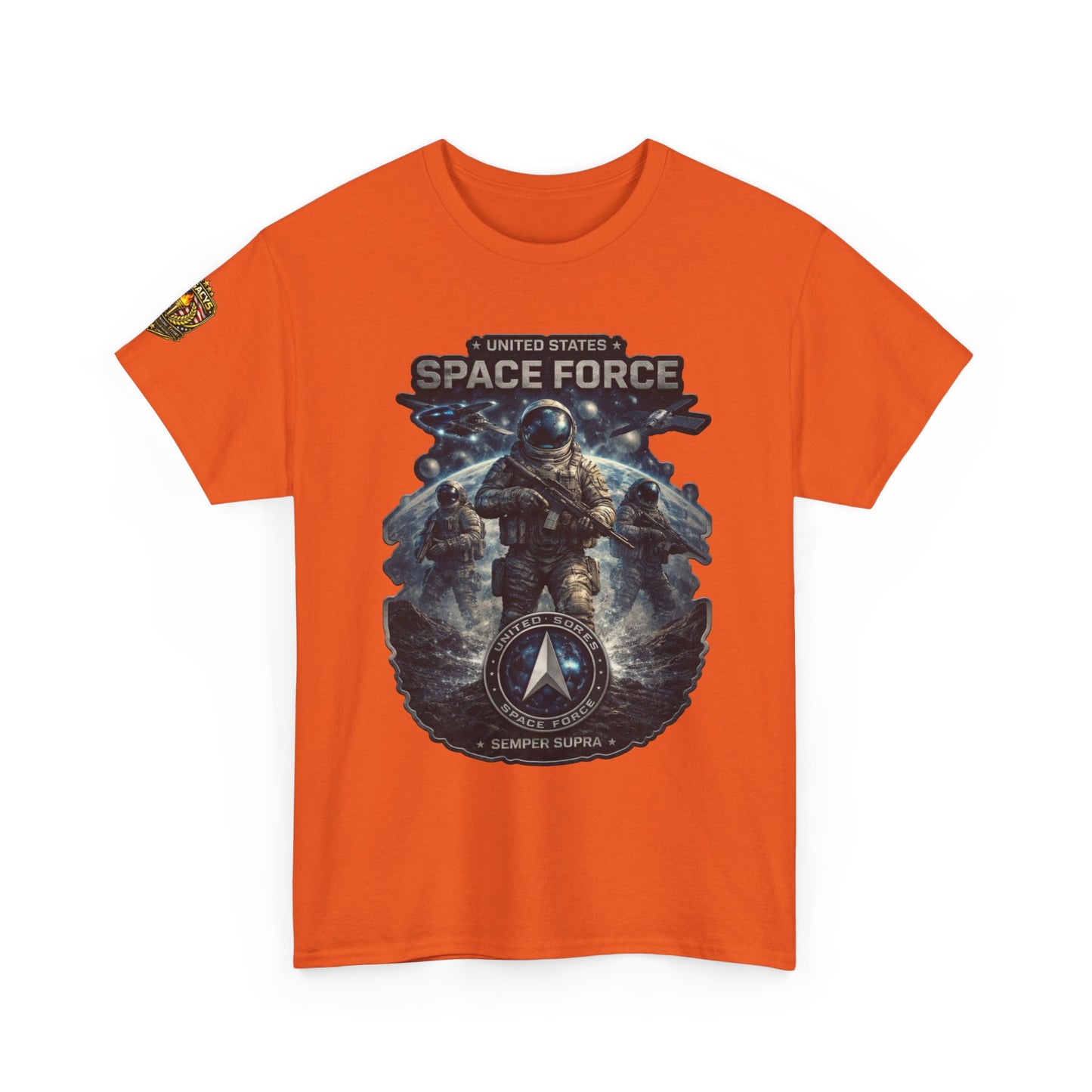 Space Force Graphic Tee â€” Astronaut Troopers Military Space Design w/ Legacy 5 Brand Crest