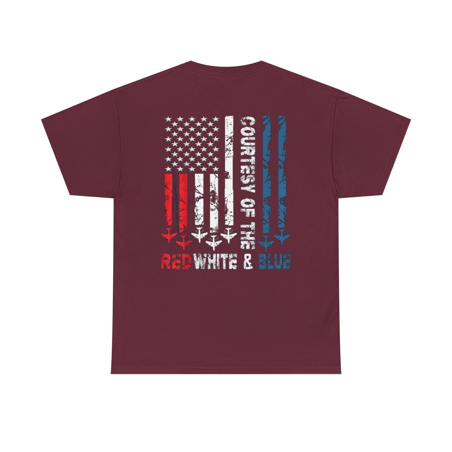 Courtesy of the Red White & Blue Military Flag T-shirt