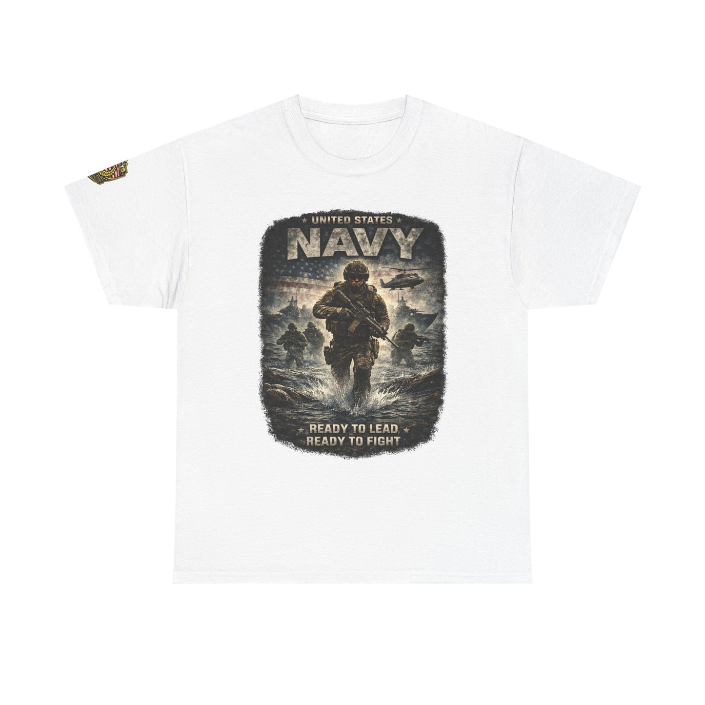 Navy  T-Shirt - "Ready to Learn, Ready to Fight" Military w/ Legacy 5 Brand Crest
