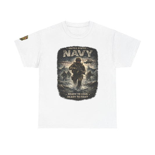 Navy  T-Shirt - "Ready to Learn, Ready to Fight" Military w/ Legacy 5 Brand Crest