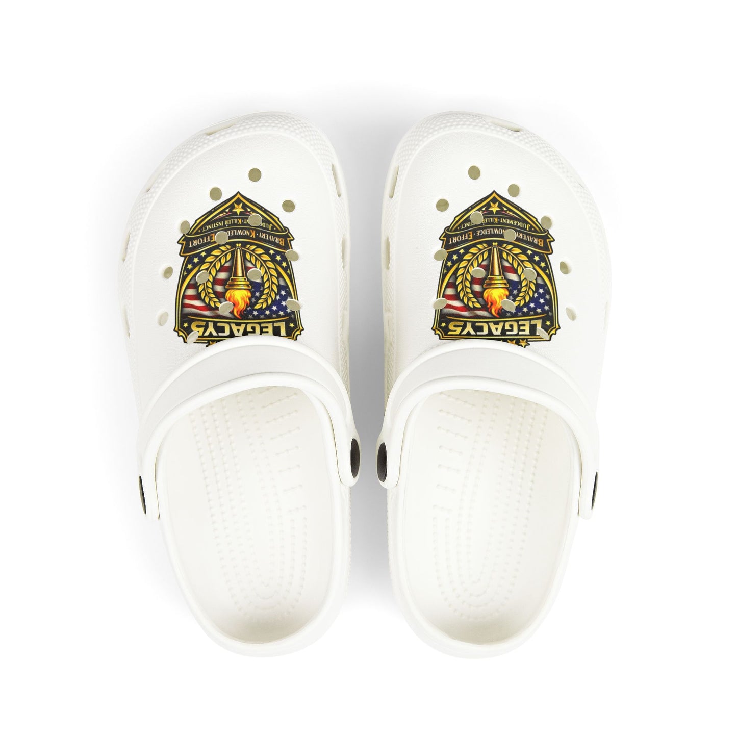 Kids Foam Clogs â€” Patriotic 'Legends' Badge Print