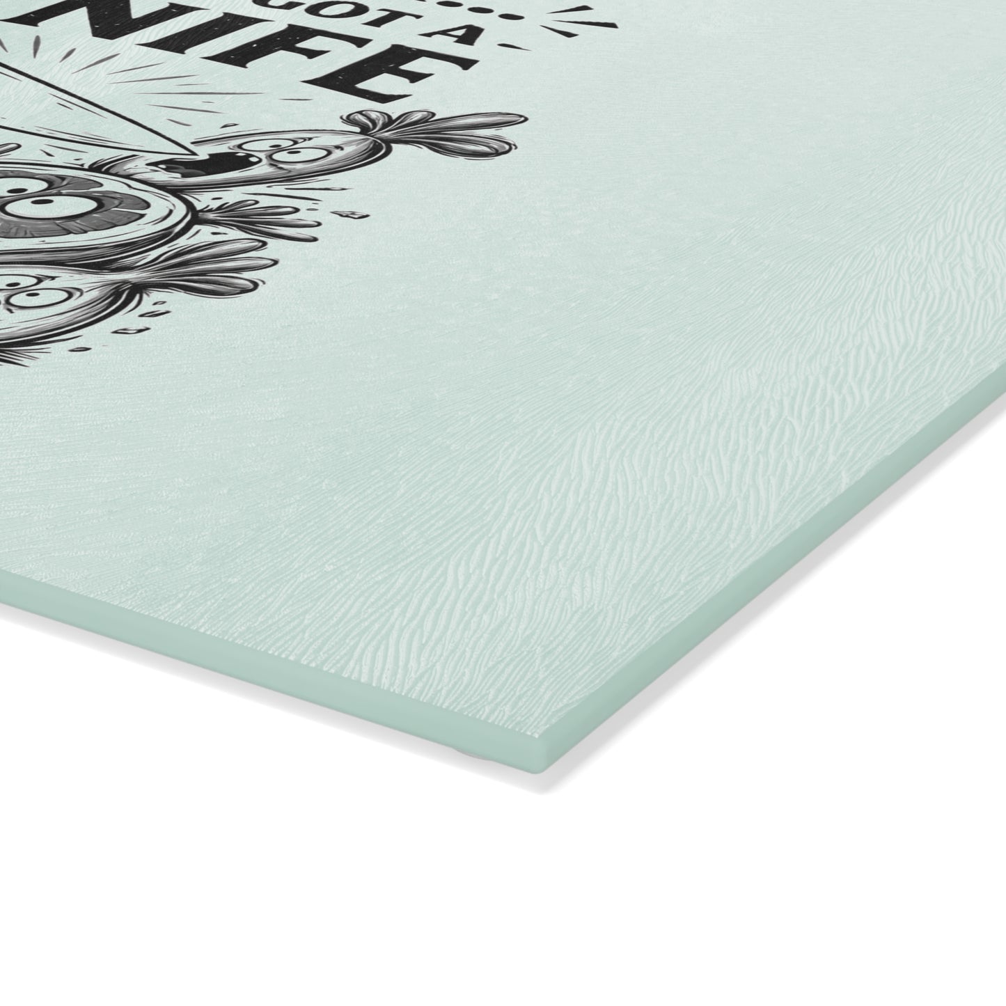 "Ahhh... She's Got a Knife" Funny Kitchen Glass Cutting Board —