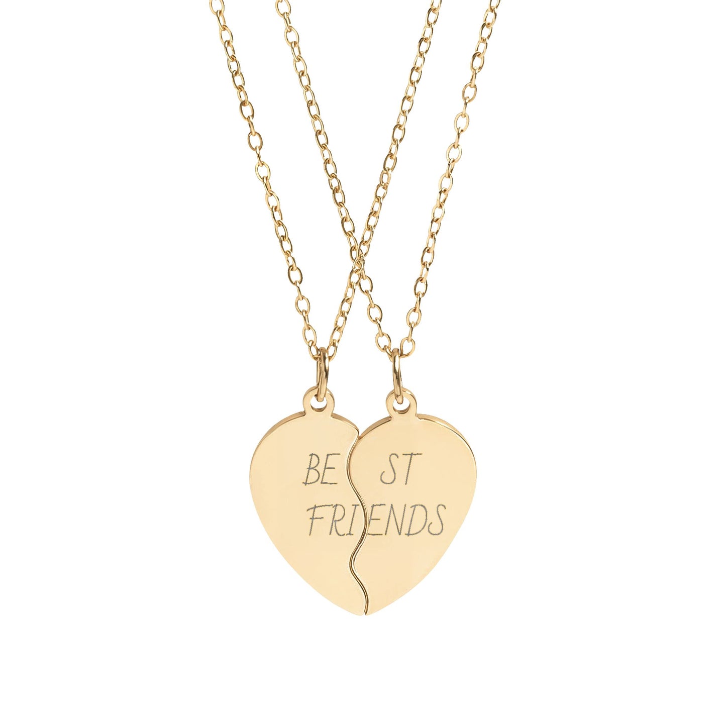 Engravable Break-Apart Heart Necklace Set â€“ Best Friends Split Pendant (Custom Engraving)
