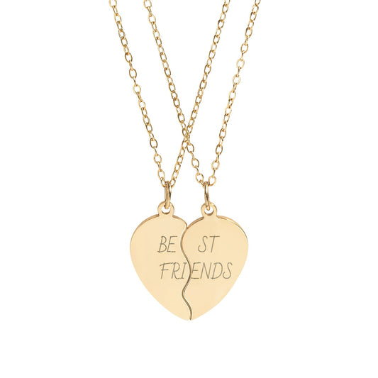 Engravable Break-Apart Heart Necklace Set â€“ Best Friends Split Pendant (Custom Engraving)