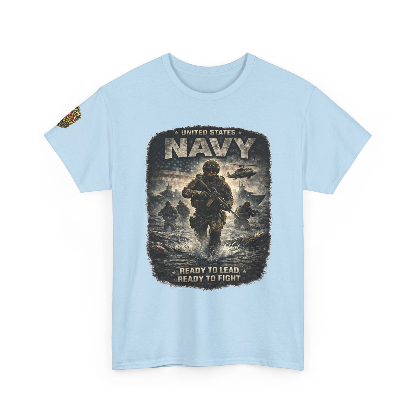 Navy  T-Shirt - "Ready to Learn, Ready to Fight" Military w/ Legacy 5 Brand Crest