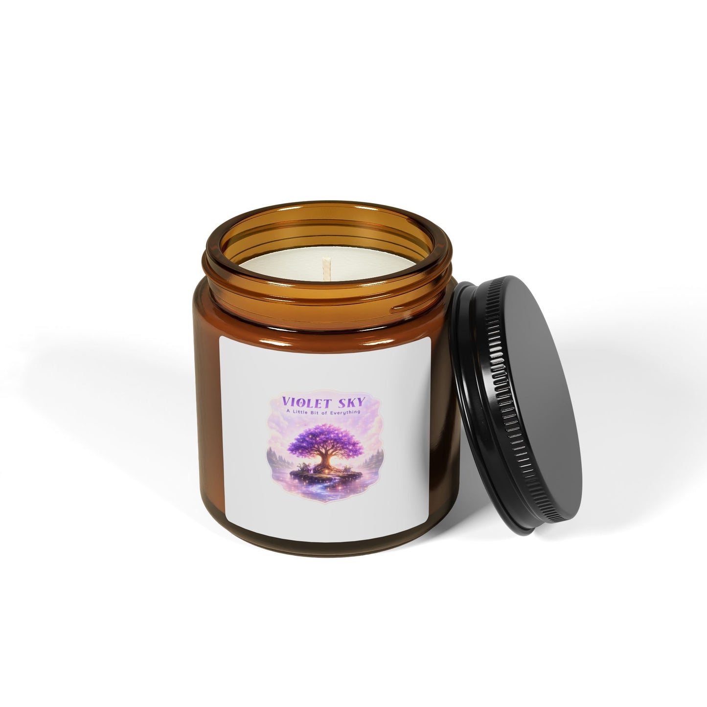 Violet Sky Soy Candle â€” Amber Jar Aromatherapy Candle
