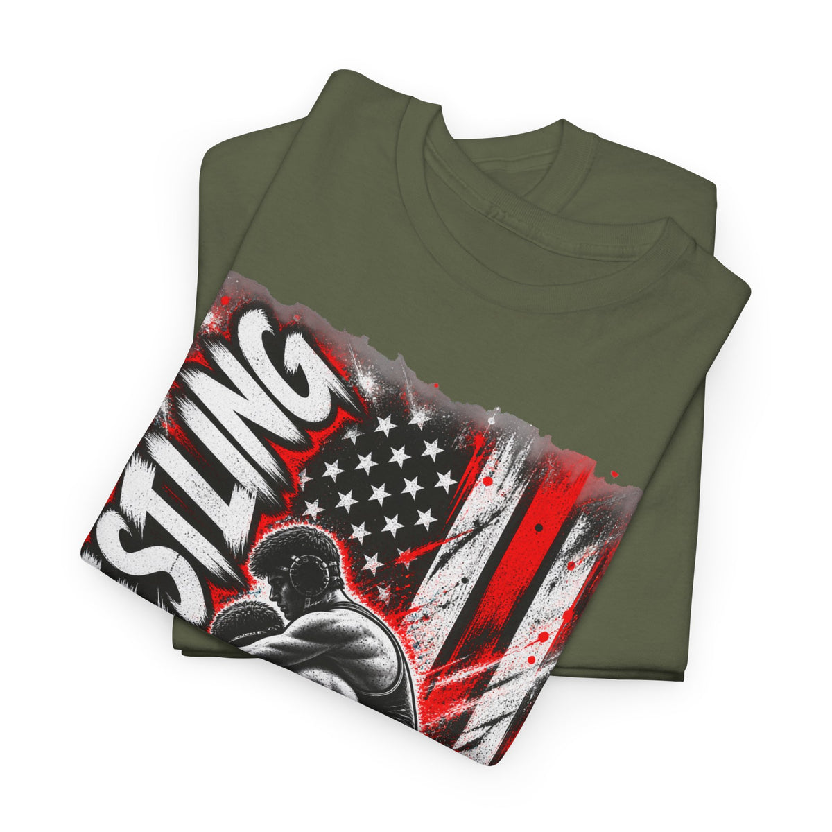 Wrestling USA Flag Tee — "Discipline Builds Champions"