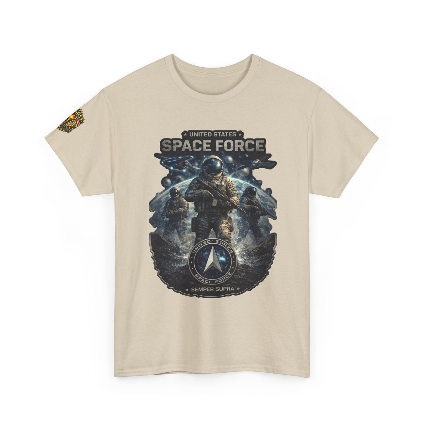 Space Force Graphic Tee â€” Astronaut Troopers Military Space Design w/ Legacy 5 Brand Crest