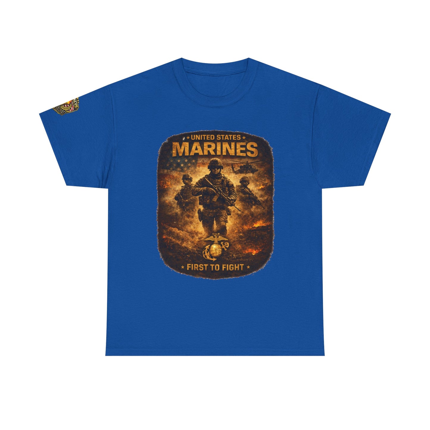Marines "First to Fight" Graphic Tee â€” U.S. Marines Military Tribute w/ Legacy 5 Brand Crest