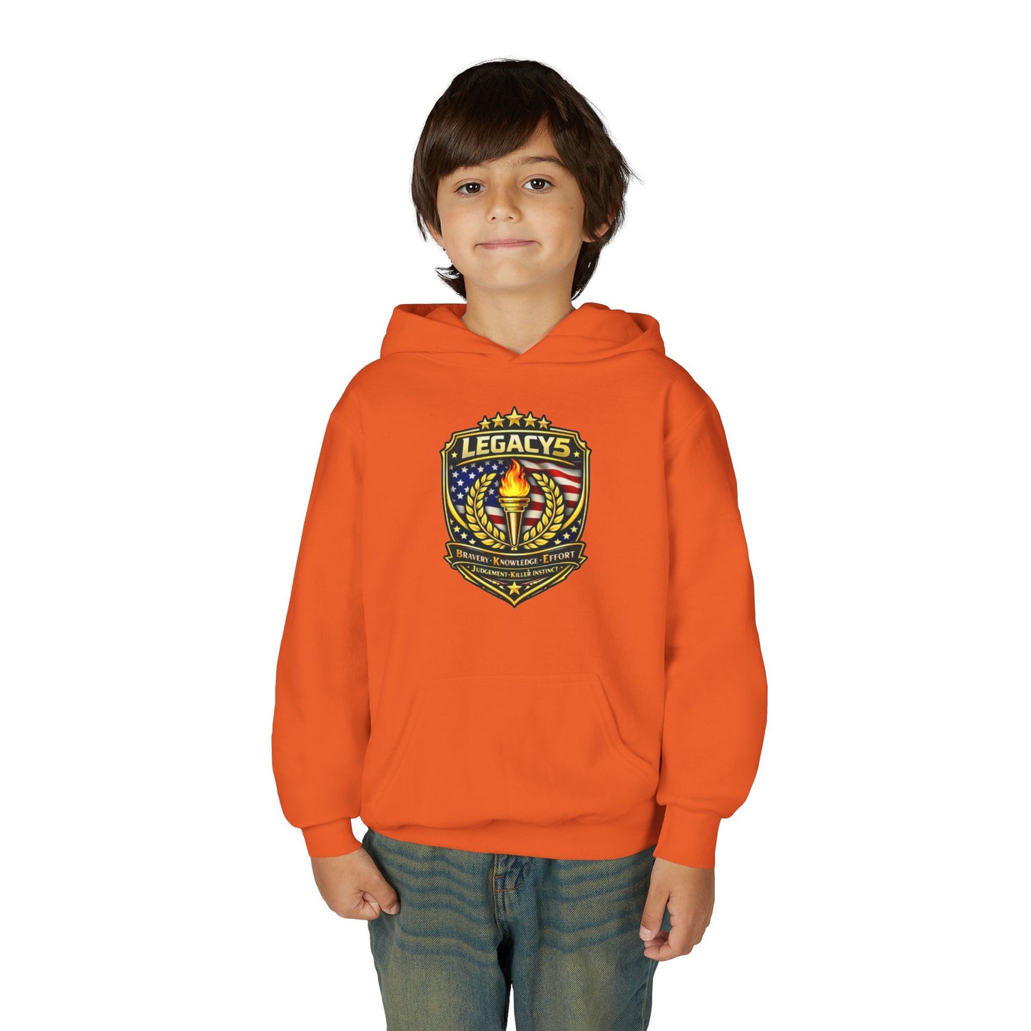 Youth Hoodie â€” "Legacy's" American Flag Torch Emblem