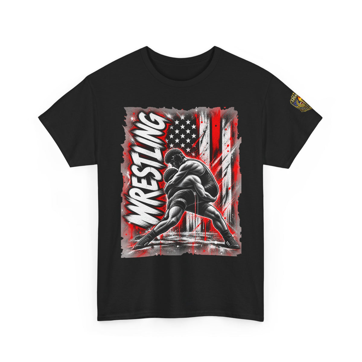Wrestling USA Flag Tee — "Discipline Builds Champions"