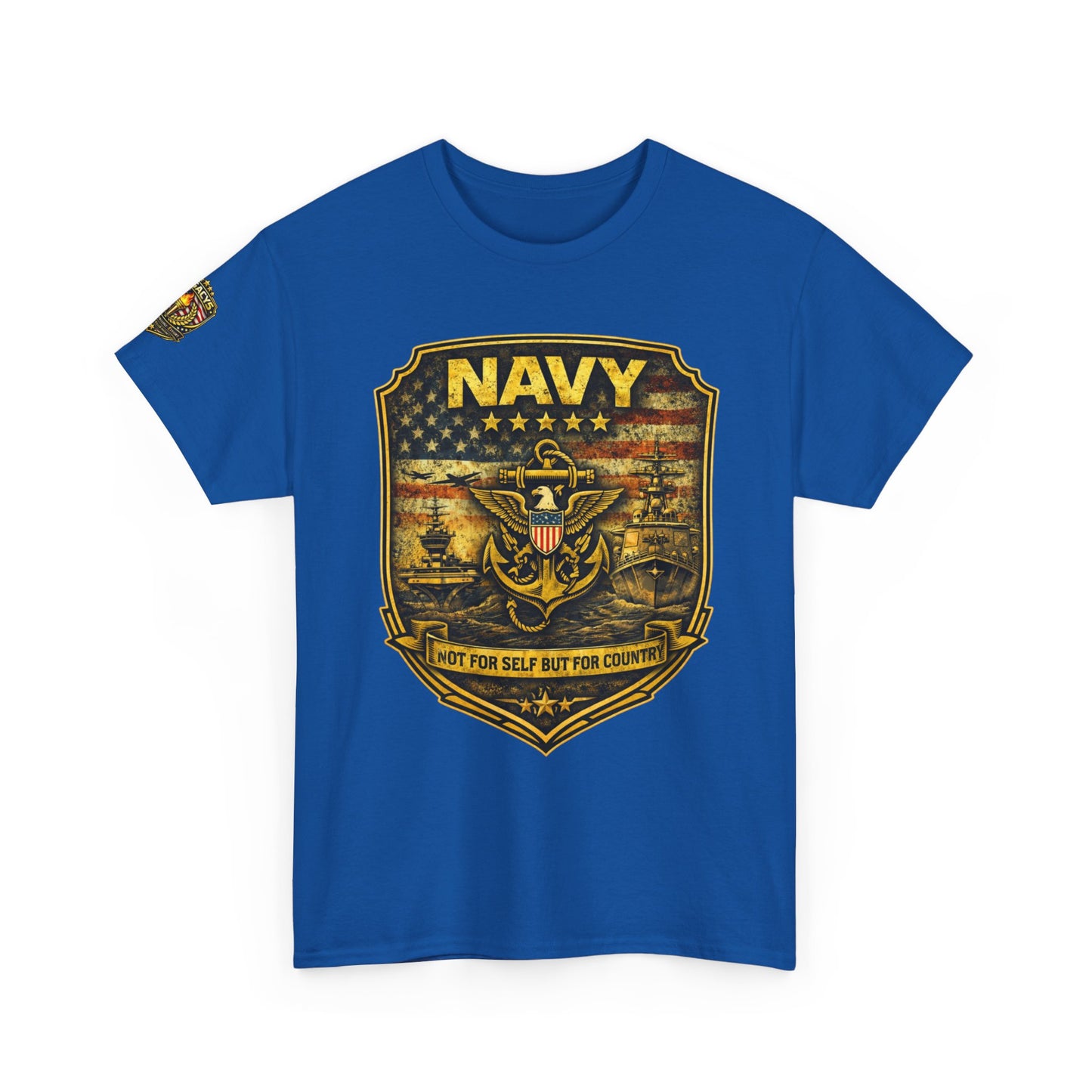 Navy Shield Graphic Tee â€” 'Not For Self But For Country' Patriotic Military w/ Legacy 5 Brand Crest