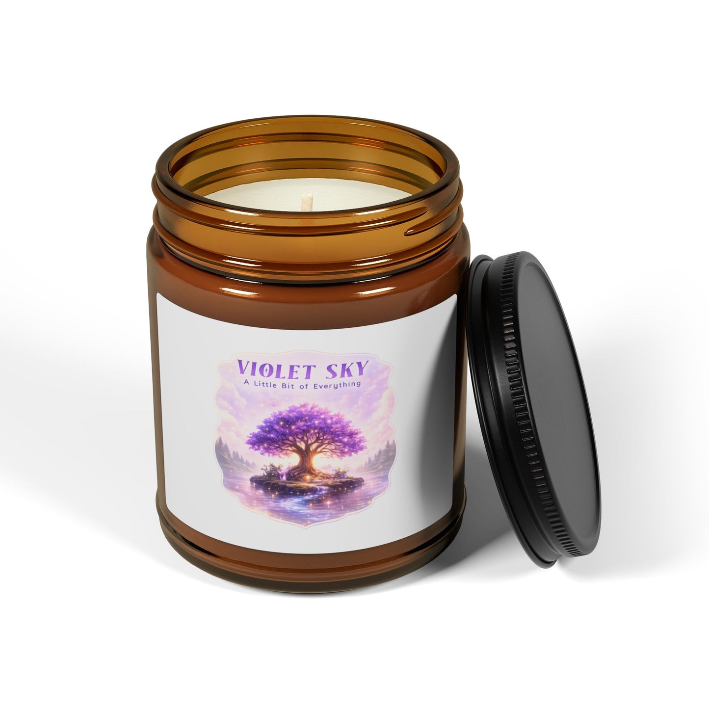 Violet Sky Soy Candle â€” Amber Jar Aromatherapy Candle