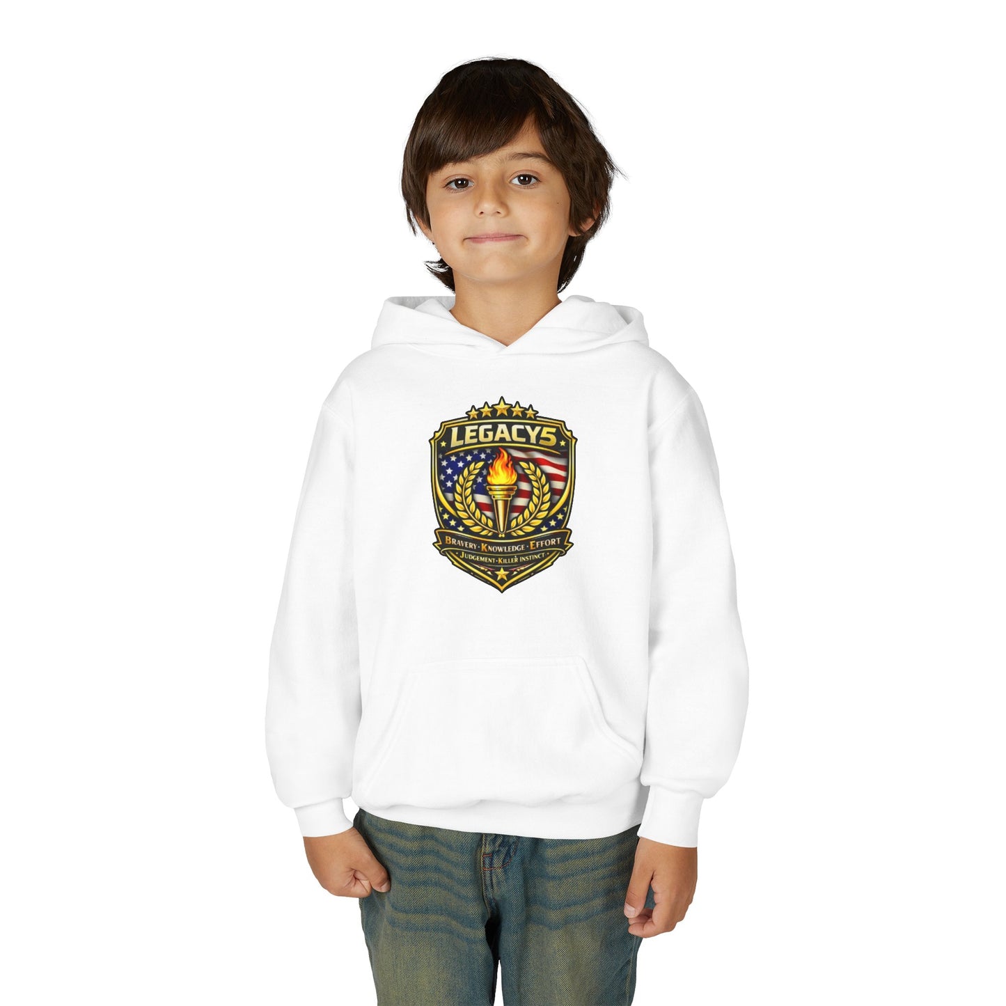 Youth Hoodie â€” "Legacy's" American Flag Torch Emblem