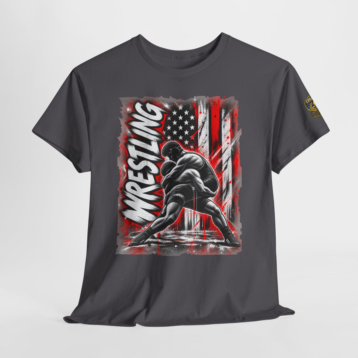 Wrestling USA Flag Tee — "Discipline Builds Champions"