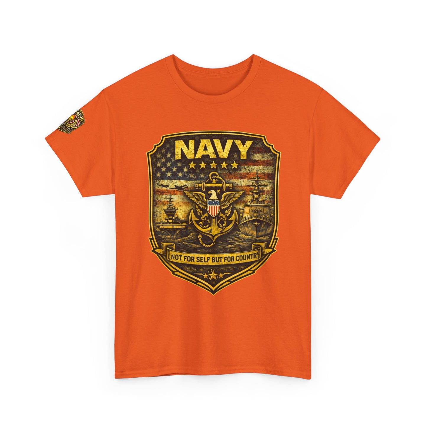 Navy Shield Graphic Tee â€” 'Not For Self But For Country' Patriotic Military w/ Legacy 5 Brand Crest