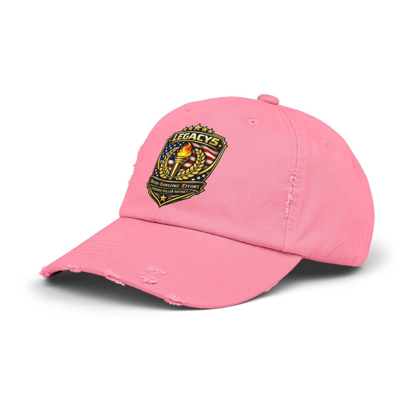 Legacy Shield Distressed Cap — Patriotic Torch Embroidered Hat