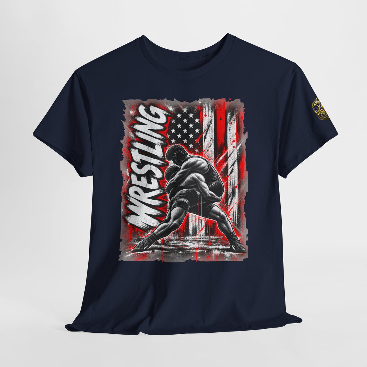 Wrestling USA Flag Tee — "Discipline Builds Champions"