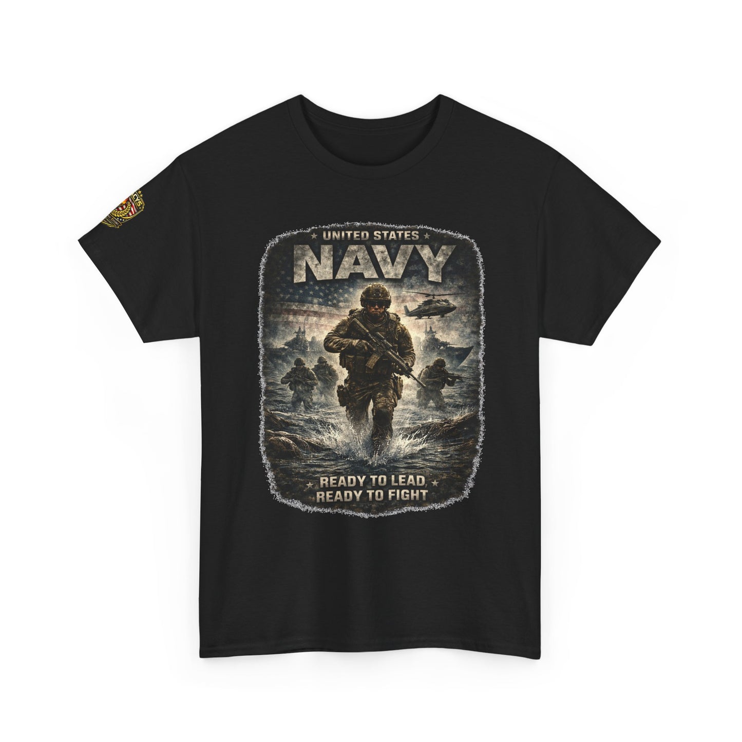 Navy  T-Shirt - "Ready to Learn, Ready to Fight" Military w/ Legacy 5 Brand Crest