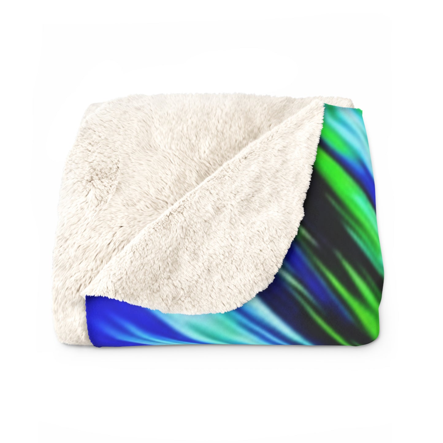 Cosmic Burst Sherpa Blanket — Blue & Green Tie-Dye Fleece Throw