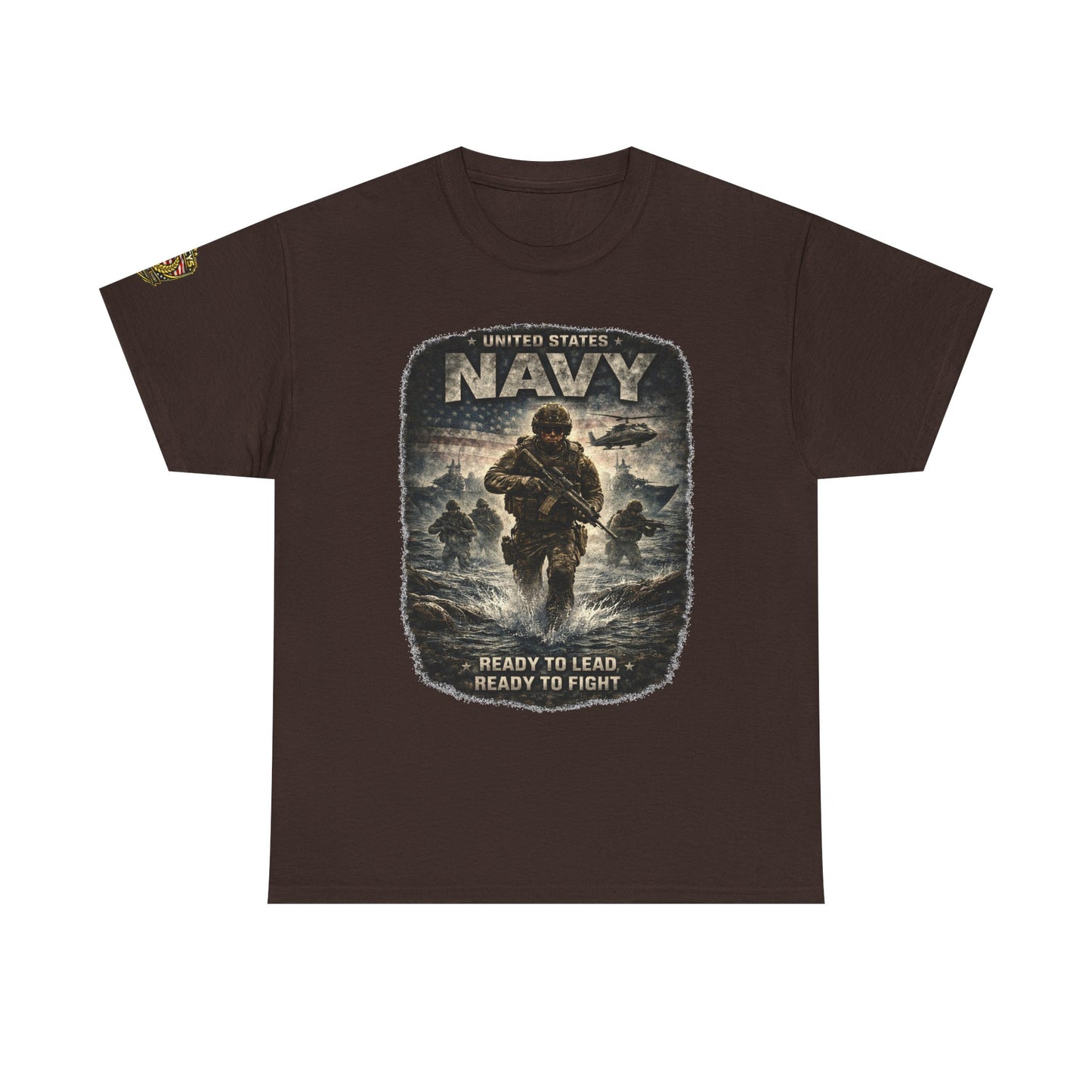 Navy  T-Shirt - "Ready to Learn, Ready to Fight" Military w/ Legacy 5 Brand Crest