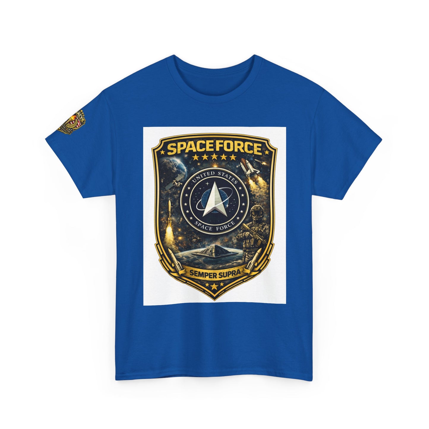 Space Force Shield T-Shirt â€” 'Spaceforce' Emblem w/ Legacy 5 Brand Crest