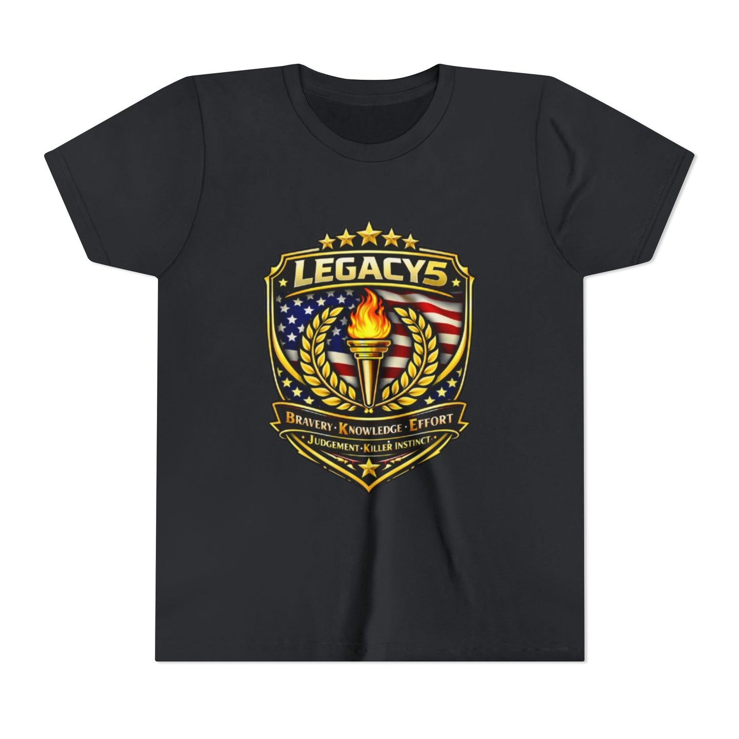 Youth Tee — "Legacys" Patriotic Torch Emblem