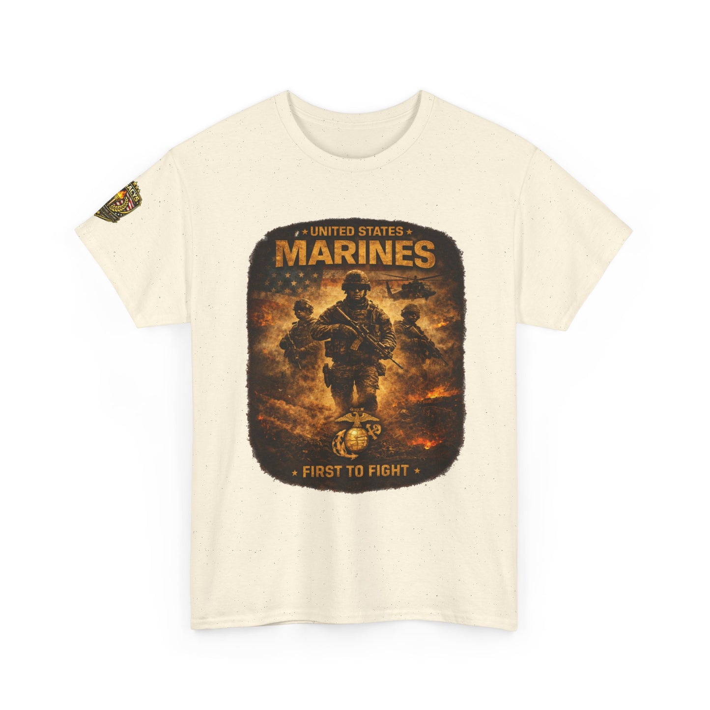 Marines "First to Fight" Graphic Tee â€” U.S. Marines Military Tribute w/ Legacy 5 Brand Crest
