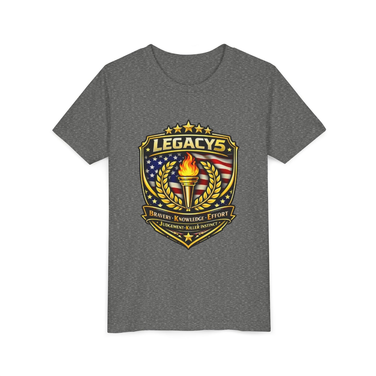 Youth Tee — "Legacys" Patriotic Torch Emblem