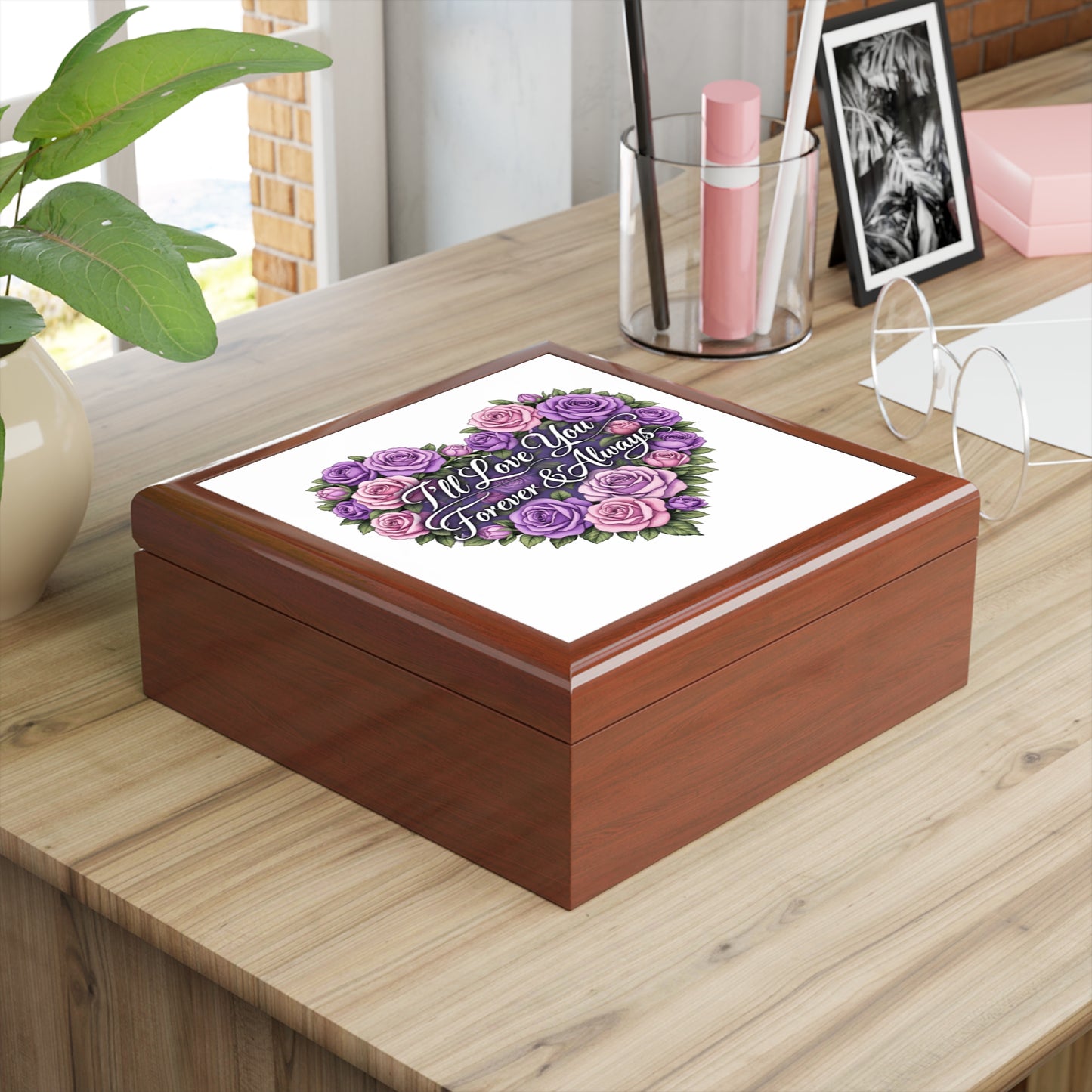 Jewelry Box — "I'll Love You Forever & Always" Floral Heart Keepsake