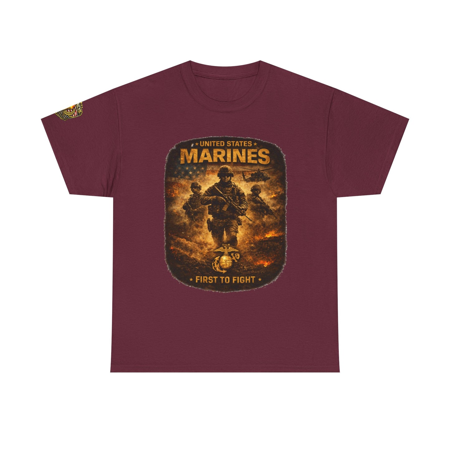 Marines "First to Fight" Graphic Tee â€” U.S. Marines Military Tribute w/ Legacy 5 Brand Crest