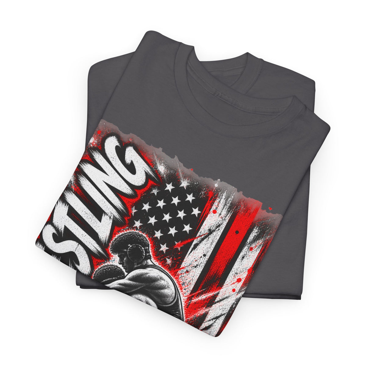 Wrestling USA Flag Tee — "Discipline Builds Champions"