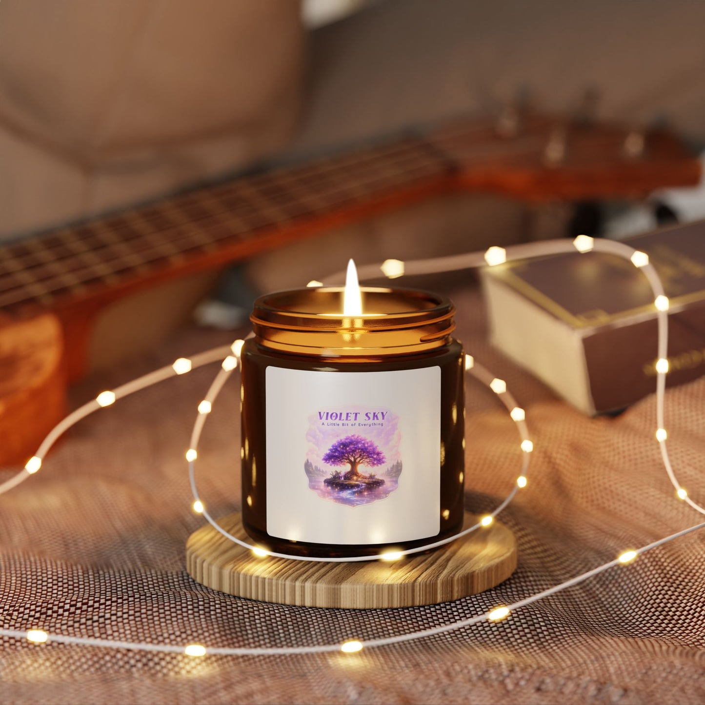 Violet Sky Soy Candle â€” Amber Jar Aromatherapy Candle
