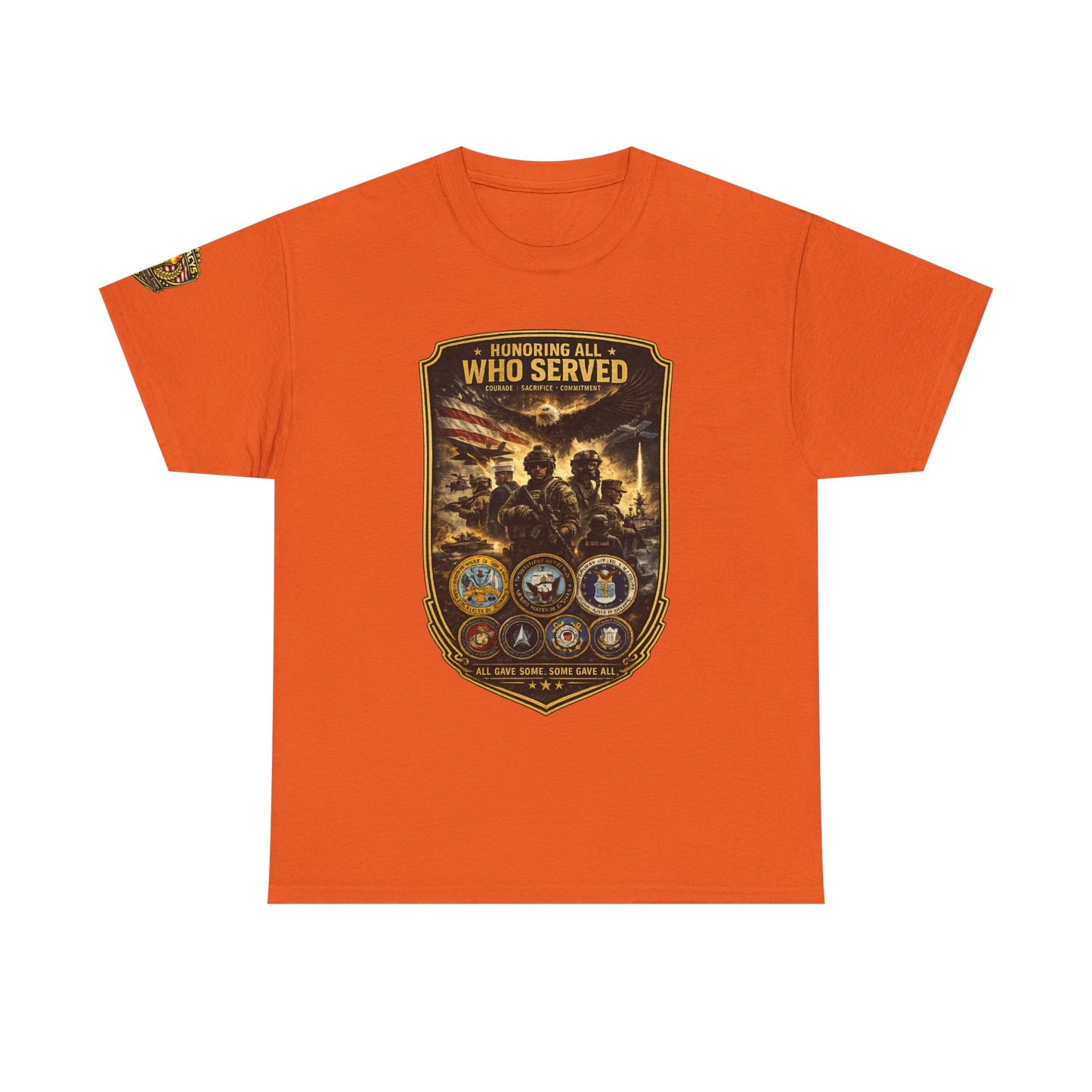 Veteran Tribute â€” "Honoring All Who Served" Military Emblem Tee w/ Legacy 5 Brand Crest