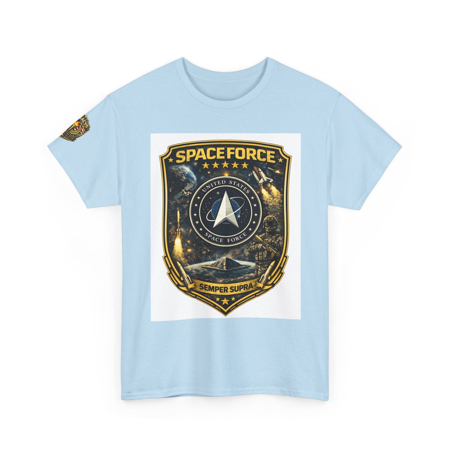 Space Force Shield T-Shirt â€” 'Spaceforce' Emblem w/ Legacy 5 Brand Crest