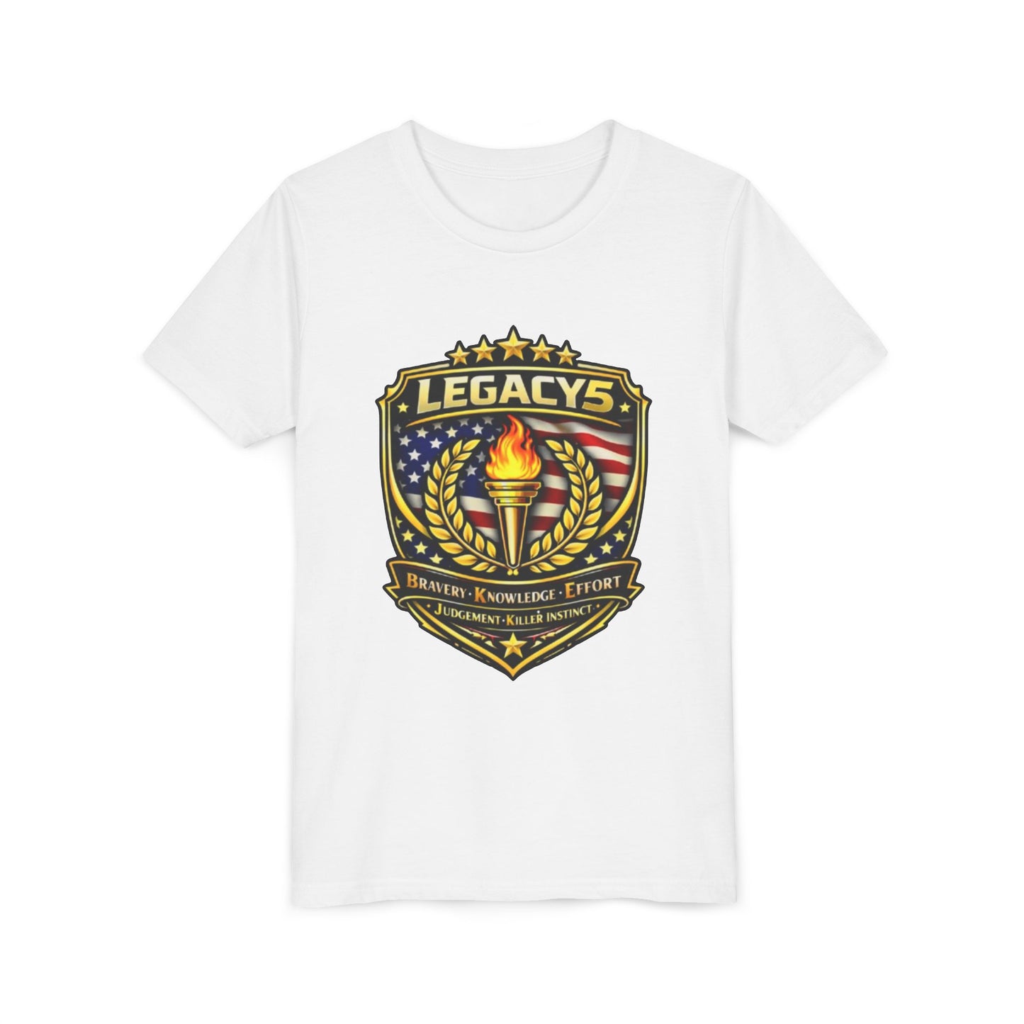 Youth Tee — "Legacys" Patriotic Torch Emblem