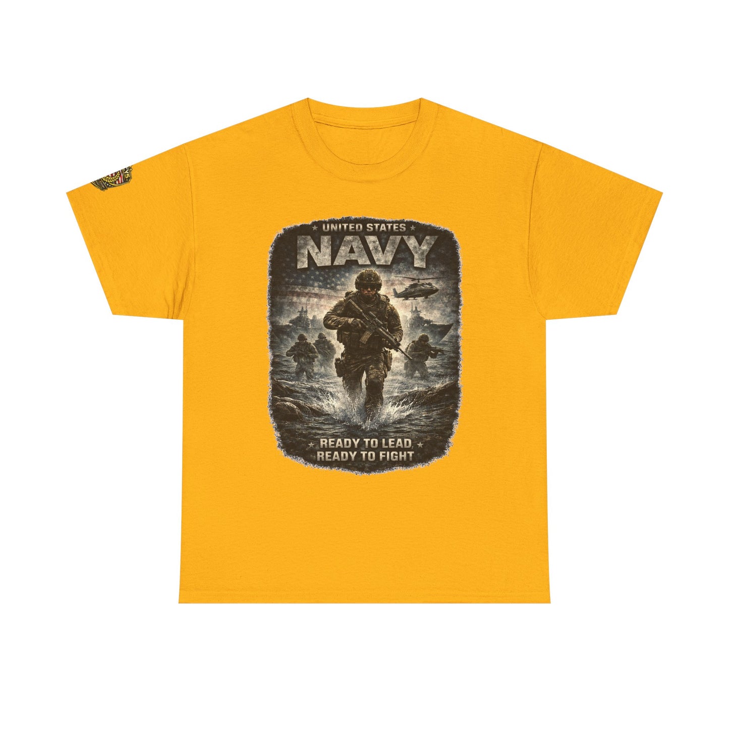 Navy  T-Shirt - "Ready to Learn, Ready to Fight" Military w/ Legacy 5 Brand Crest