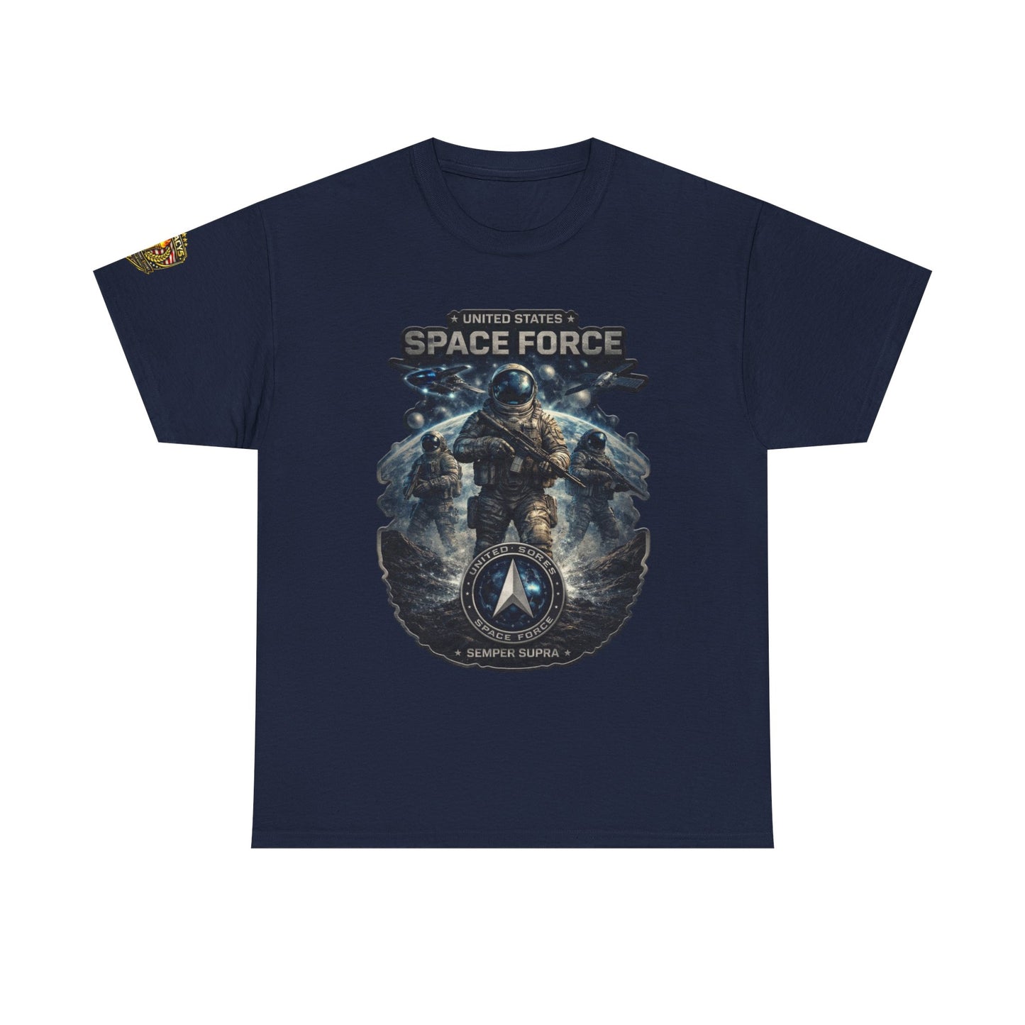 Space Force Graphic Tee â€” Astronaut Troopers Military Space Design w/ Legacy 5 Brand Crest