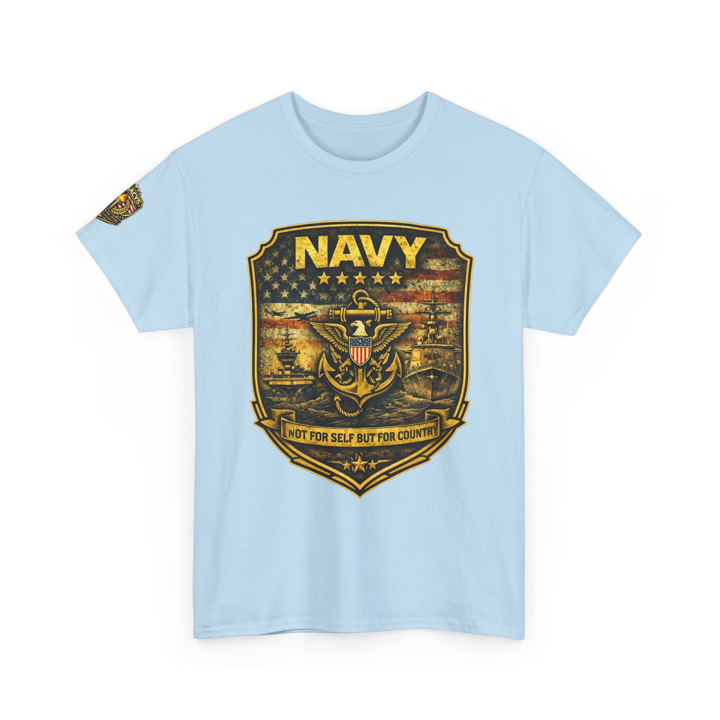 Navy Shield Graphic Tee â€” 'Not For Self But For Country' Patriotic Military w/ Legacy 5 Brand Crest