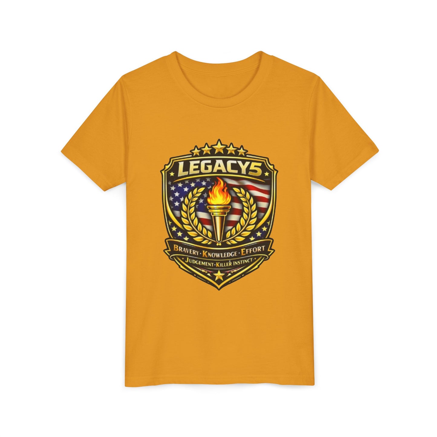Youth Tee — "Legacys" Patriotic Torch Emblem