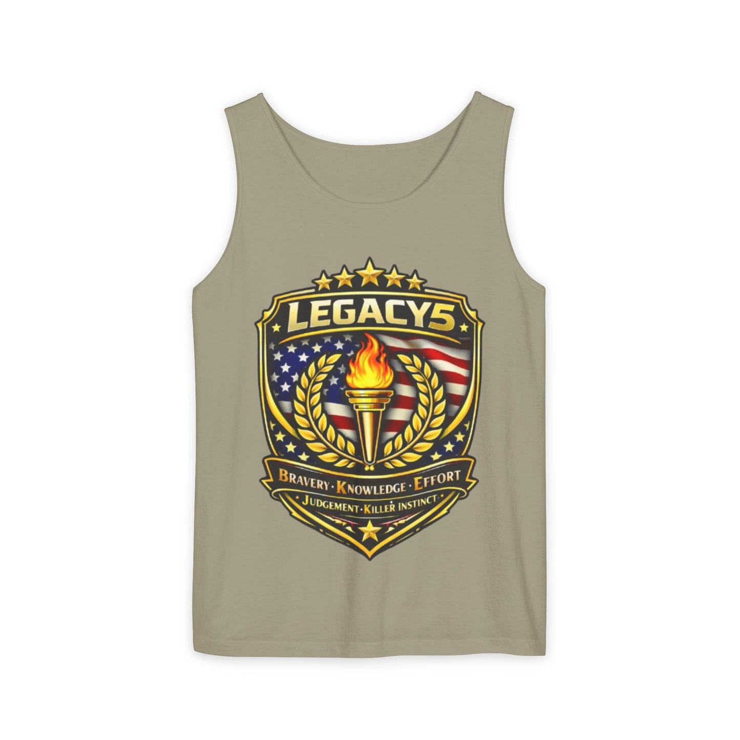 Legacy Shield Tank Top â€” American Flag Torch Emblem